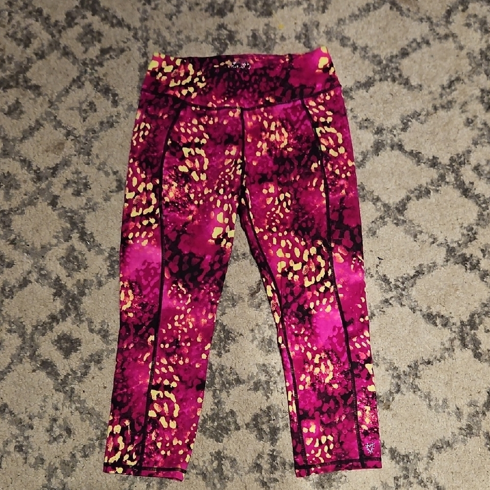 Betsey Johnson Pink and Yellow Leggings with Wide Waistband